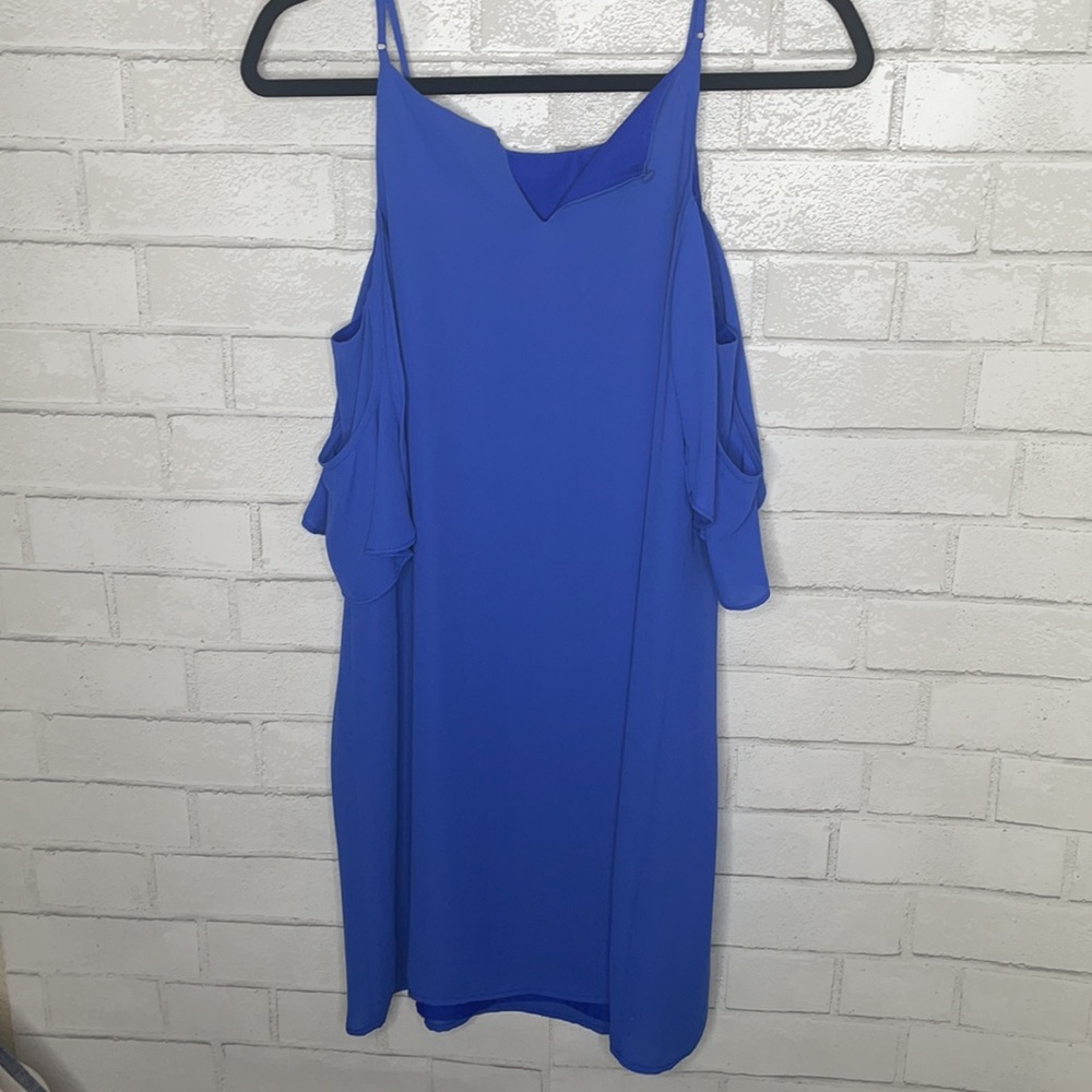 NWT Naked Zibra Blue Off the Shoulder Ruffle Dress - Picture 7 of 14